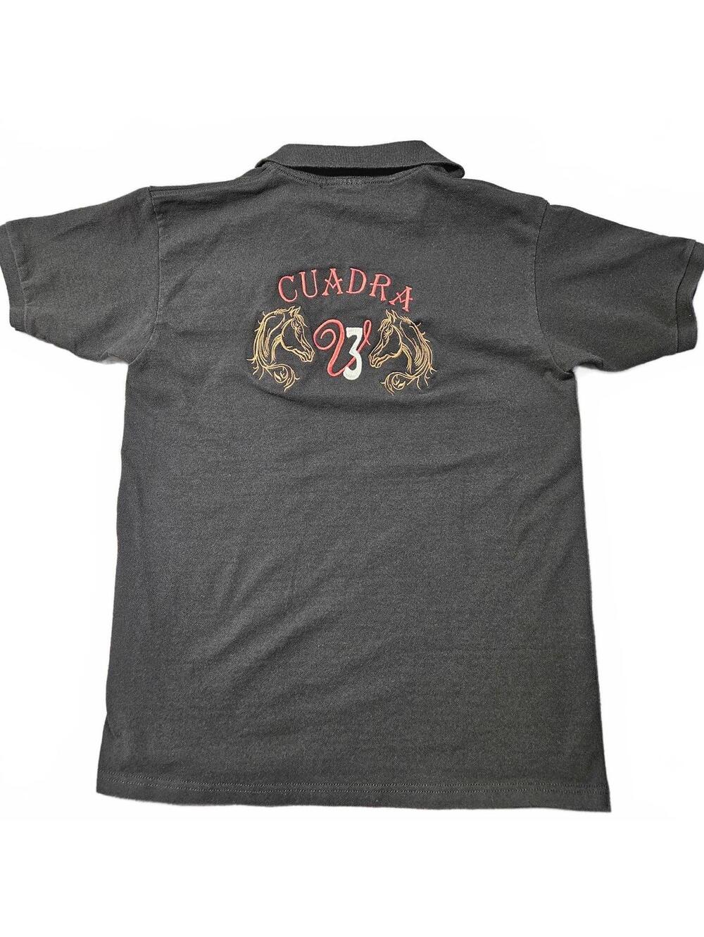 Vintage Cuadra Men Polo Medium Black Red Rodeo Bull Riding Horse Western Yazbek